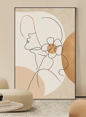 侘寂风沙发背景墙装饰画极简线条人物客厅挂画抽象玄关壁画落地画