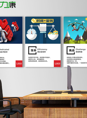 企业文化墙挂画办公室装饰画公司励志海报会议P室标语无框壁画定