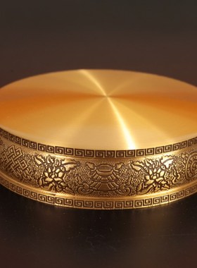 纯铜曼扎盘西藏式供奉八吉祥修曼10cm茶罗家用摆W件上客厅家用师