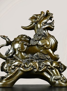 纯铜貔貅摆件独角皮丘大号家用客厅店铺办公室酒柜装饰品开业送礼