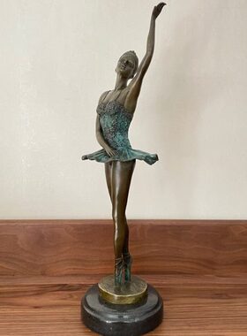 芭蕾舞女孩铜雕塑像家居装饰品电视酒柜玄关展示架办公室舞蹈摆件