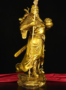 纯铜关公摆件关羽关二爷武财神人物铜像家居饰品门口玄关客厅供奉