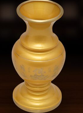 花瓶摆件居家莲花供台佛插花家用具佛具供佛前瓶用品 黄铜