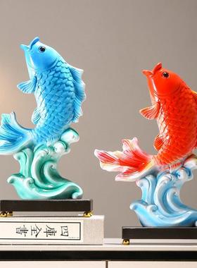年年有余招财鱼锦鲤摆件办公室客厅酒柜电视柜装饰品乔迁新居礼品