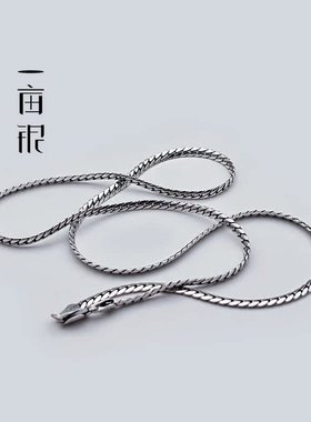 S925纯银卜竹蛇骨项链复古民族风