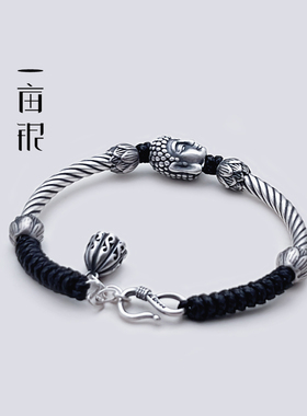 佛头莲花编绳手链串珠做旧民族风