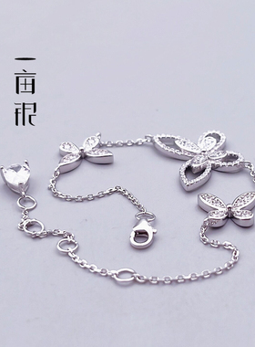 S925纯银蝴蝶镶钻手链时尚甜美