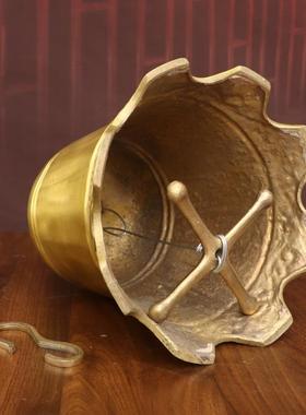 黄铜六字真言铜钟挂件大号平安钟佛堂凉亭复古铜铃铛六字真言铜钟