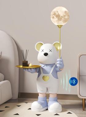 网红暴力熊客厅大型落地摆件玄关电视柜旁边卡通软装饰品边几托盘