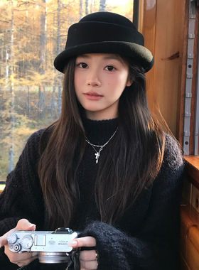 复古小礼帽女冬显脸小方圆脸