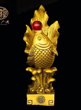铜鱼摆件鲤鱼年年有余 余灵光开 物纯铜金龙鱼戏珠年年有鱼招财办
