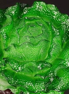 水晶玉白菜摆件酒柜玄关家居客厅装饰品房间布置新店铺开业礼品