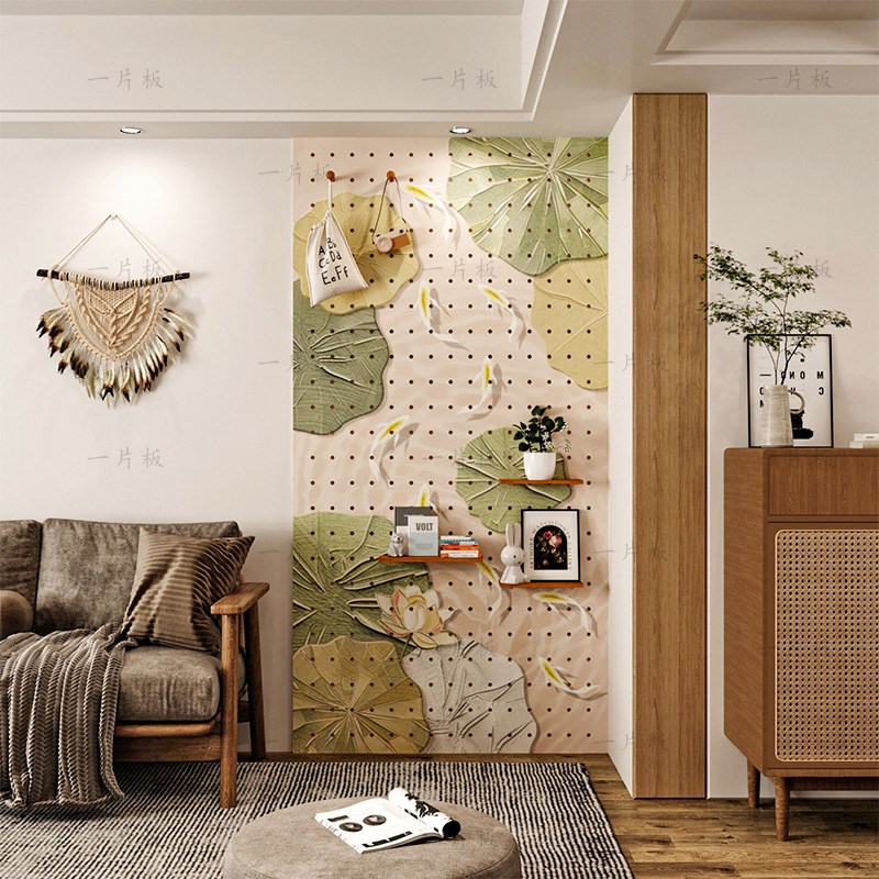 Lotus Pond Moonlight B-hole Hole Board Customized Shelf Entrance Entrance Solid Wood Decoration Blocking Storage Dining Room Display