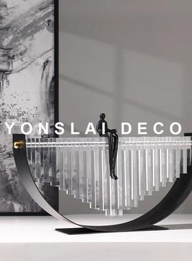 现代简约金属创意艺术软装饰品家居样板间玄关柜人物造型轻奢摆件