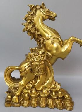 马纯铜马生肖招财元宝一桶金聚宝盆马立马发财家居客厅摆件