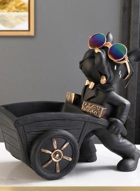 进门口玄关放钥匙收纳摆件入户鞋柜置物托盘轻奢高档客厅狗装饰品