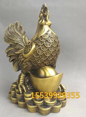 纯铜公鸡元宝生肖公鸡风水铜器家居办公室工艺品动物摆件