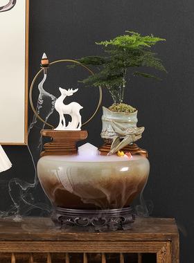 八方来财流水摆件循环水办公室招财开业装饰礼品客厅茶桌小型鱼缸