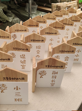 教室门牌学校培训机构卡通标识牌实木侧挂双面幼儿园班级门牌定制