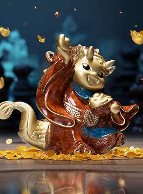 朱炳仁铜 龙小爷 家居饰品铜工艺品礼品客厅桌面装饰龙年财神摆件