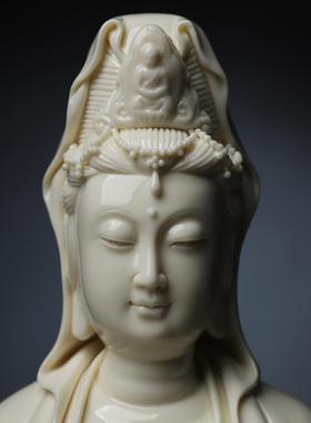 戴玉堂陶瓷《正坐杨柳观音》仿古瓷佛像供奉家用观世音菩萨像摆件