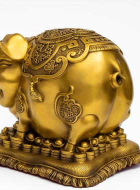 铜猪摆件纯铜生肖猪福字元宝招财猪客厅办公室桌面金猪存钱罐大号