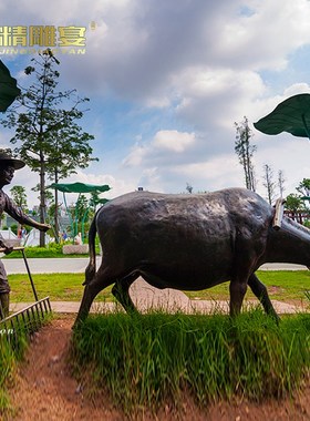 民俗小品磨豆腐铸铜雕塑户外园林玻璃钢人物制作雕像广场大型铜雕