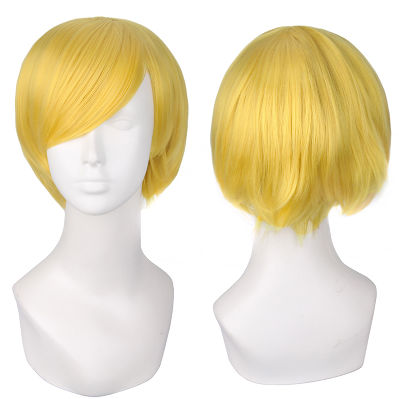 潼漫 cos假发男女适用短发30CM万用反翘直发金黄色动漫假毛全头套 - 图0