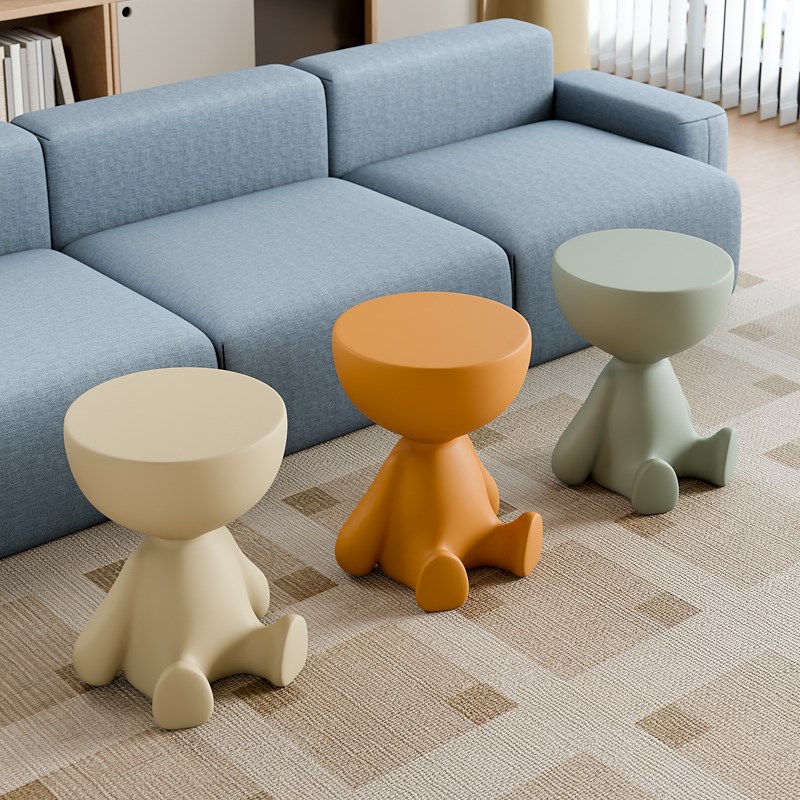 创意沙发边几可移动茶几奶油风简约家用客厅圆桌边桌塑料小桌子 - 图2