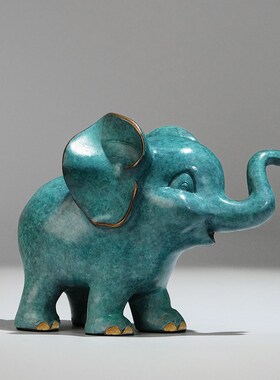 《小萌象》铜金岁月全黄铜小象摆件工艺品铜器书房办公室桌面装饰