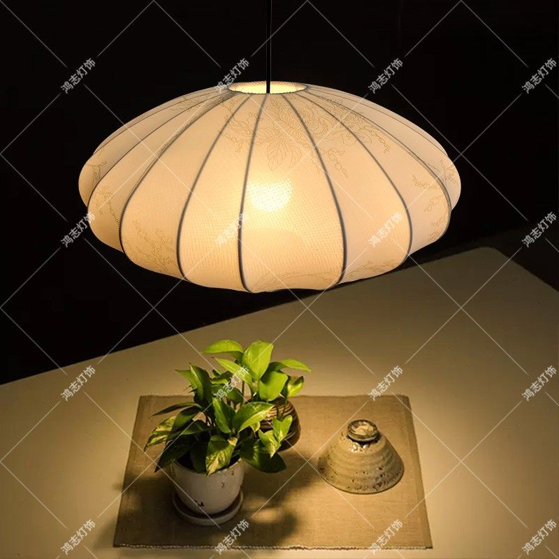 中古餐厅吊灯禅意复古茶室灯侘寂风竹子花纹客厅卧室布艺灯笼灯,淘宝优惠券,粉丝福利购,淘宝优惠卷