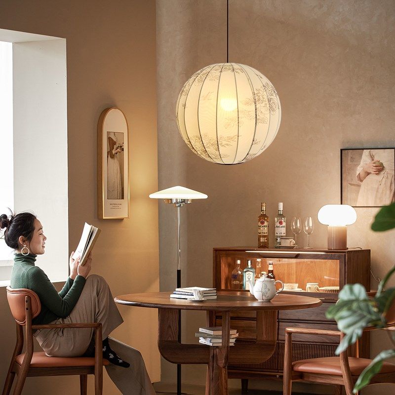 中古餐厅吊灯禅意复古茶室灯侘寂风竹子花纹客厅卧室布艺灯笼灯,淘宝优惠券,粉丝福利购,淘宝优惠卷