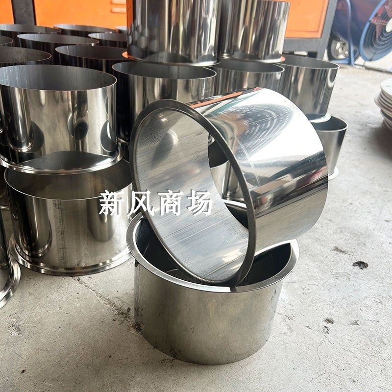 不锈钢风管接头通风管道抱箍快装接头白铁皮法兰活接翻边镀锌管 - 图0