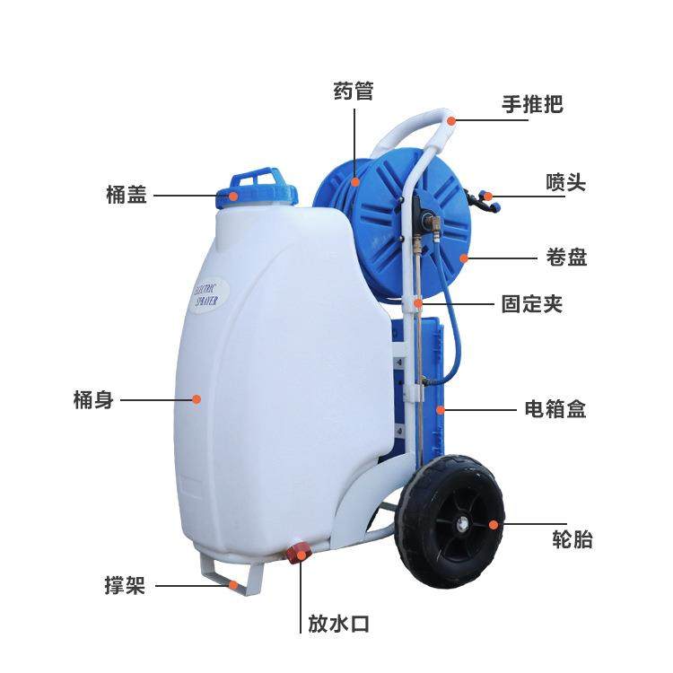 三胶两线高压喷管手推式45L打药机推车式高压喷雾机电动,淘宝优惠券,粉丝福利购,淘宝优惠卷
