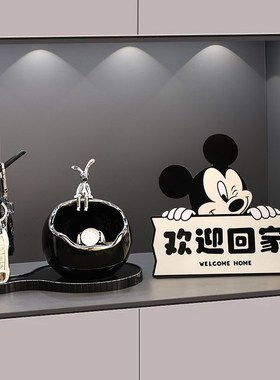 高级感软装入户门口玄关钥匙收纳摆件客厅电视鞋柜香薰装饰画摆台