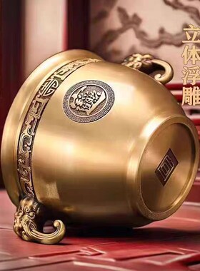 黄铜象鼻缸米缸存钱罐聚宝盆招财聚宝客厅店铺办公室开业百福摆件