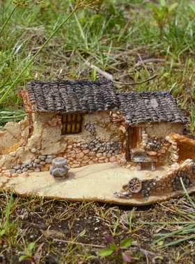 真自在怀旧房子摆件建筑模型盆景装饰微景观鱼缸造景桌面摆设礼物