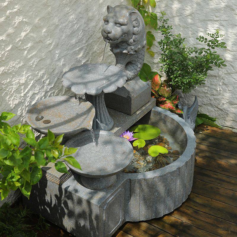 汉韵堂鱼尾狮流水摆件鱼池造景户外花园庭院阳台循环水系景观鱼缸,淘宝优惠券,粉丝福利购,淘宝优惠卷