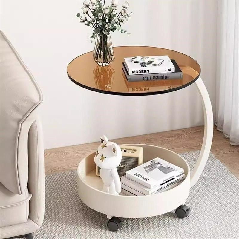 简约现代家具移动沙发边几钢化玻璃茶几现代小桌子侧边边柜小推车,淘宝优惠券,粉丝福利购,淘宝优惠卷