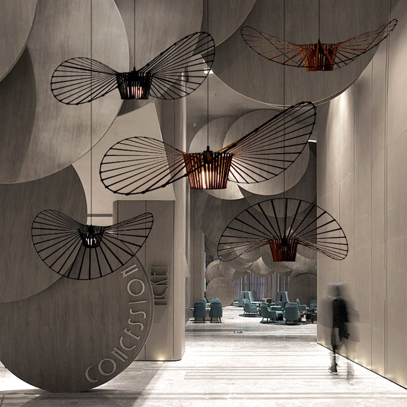 设计师现代简约法式草帽灯客厅帽子吊灯北欧网红餐厅卧室草帽吊灯 - 图2