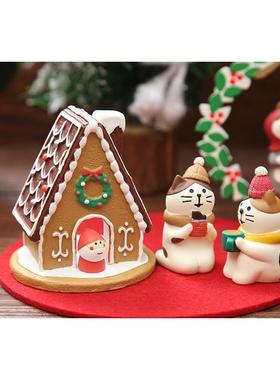 日式猫耶诞节蛋糕耶诞老人小动物家居装饰品礼品桌面摆件