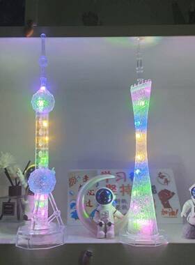 “东方明珠,广州塔城市地标现代多彩小摆件建筑模型创意生日礼物