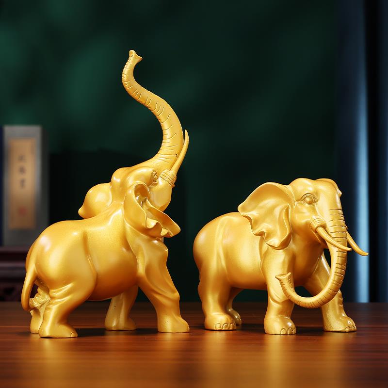 黄铜大象摆件一对象家居玄关办公室公司装饰品摆设乔迁开业礼品 - 图1