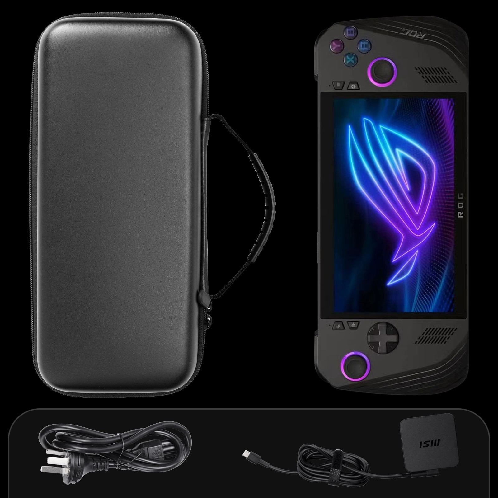 合匠适用于华硕ROG ally X收纳包硬壳皮面可放充电器ROG allyX支架硅胶软壳全包保护套防水防摔便携式收纳盒 - 图2