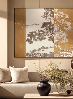 新中式客厅沙发背景墙面装饰画大气别墅饭厅大幅立体浮雕挂画
