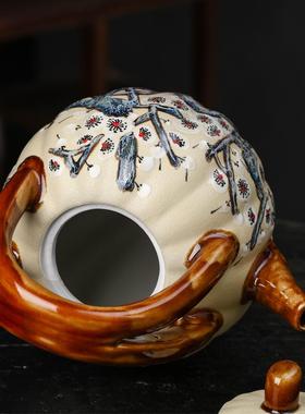 中式粗陶茶壶景德镇陶瓷博古架摆件家用大容量古典中国风创意大号