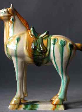 唐三彩陶瓷马摆件国礼o大马工艺礼品客厅装饰品中式博古架桌面摆