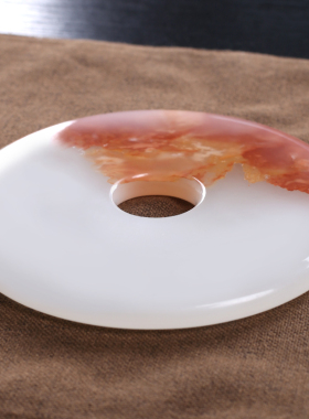 玉石平安扣摆件客厅家居玄关酒柜装饰品摆设办公室玉盘工艺品中式