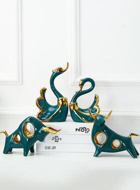 斯堪的纳维亚无障碍豪华创意装饰品入口客厅酒柜桌面陶瓷工艺装饰