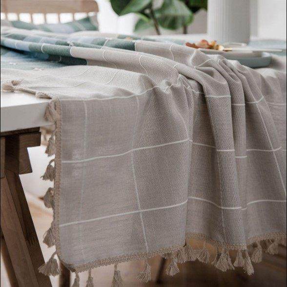 桌布布艺欧式涤纶小清新茶几格子布防烫餐桌布长方形流苏书桌台布,淘宝优惠券,粉丝福利购,淘宝优惠卷